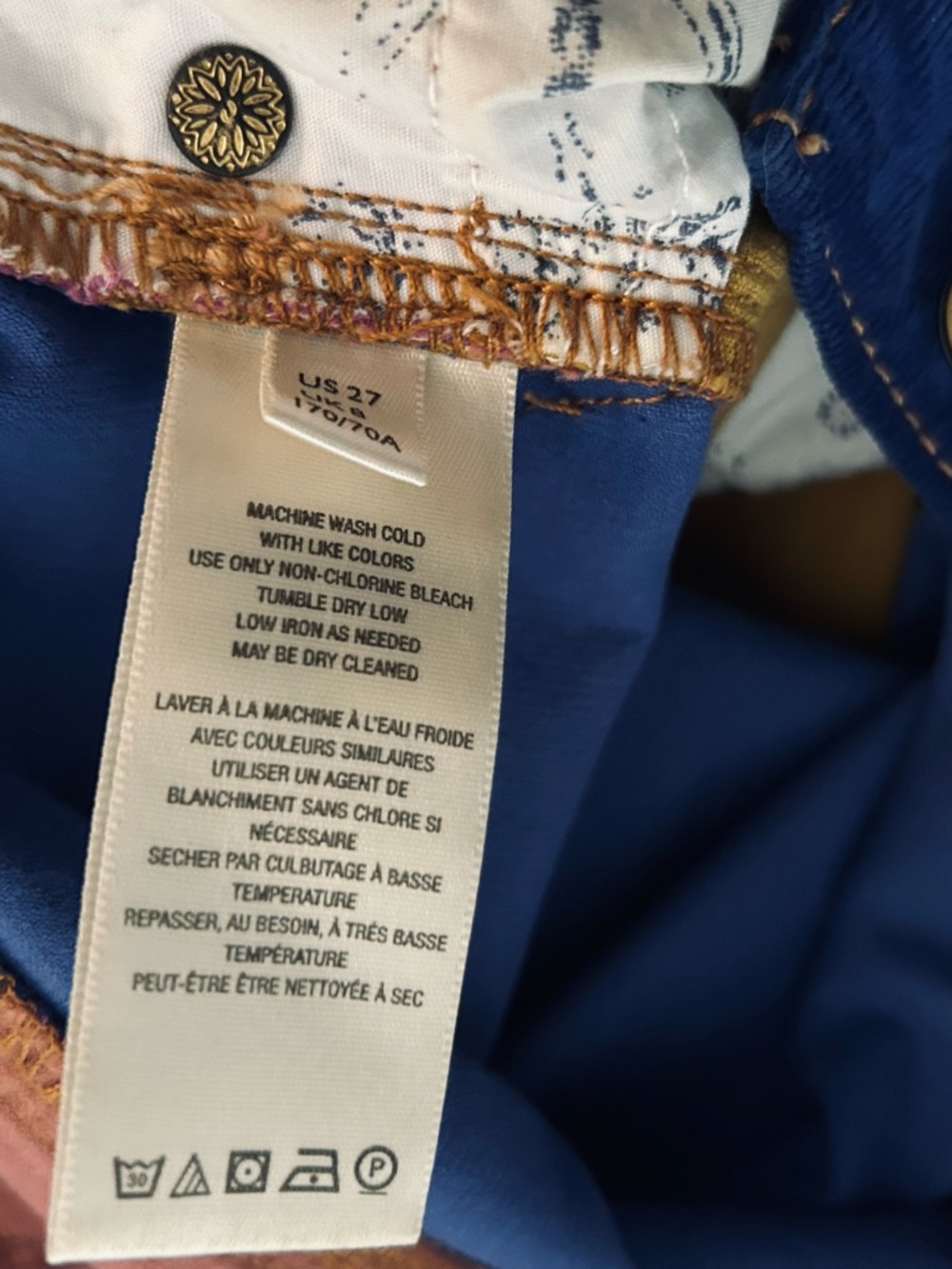 Supernova Rainbow We the Free 27 Small Corduroy Pants Stars Flowers Wide Leg - Picture 16 of 16